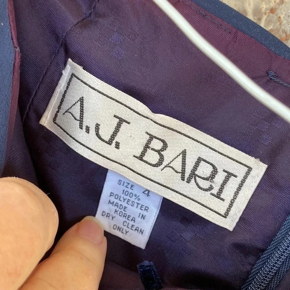 A. J. Bari Navy Pleated Chiffon Bodice Skater Circle Mother of the Bride… - Picture 5 of 7